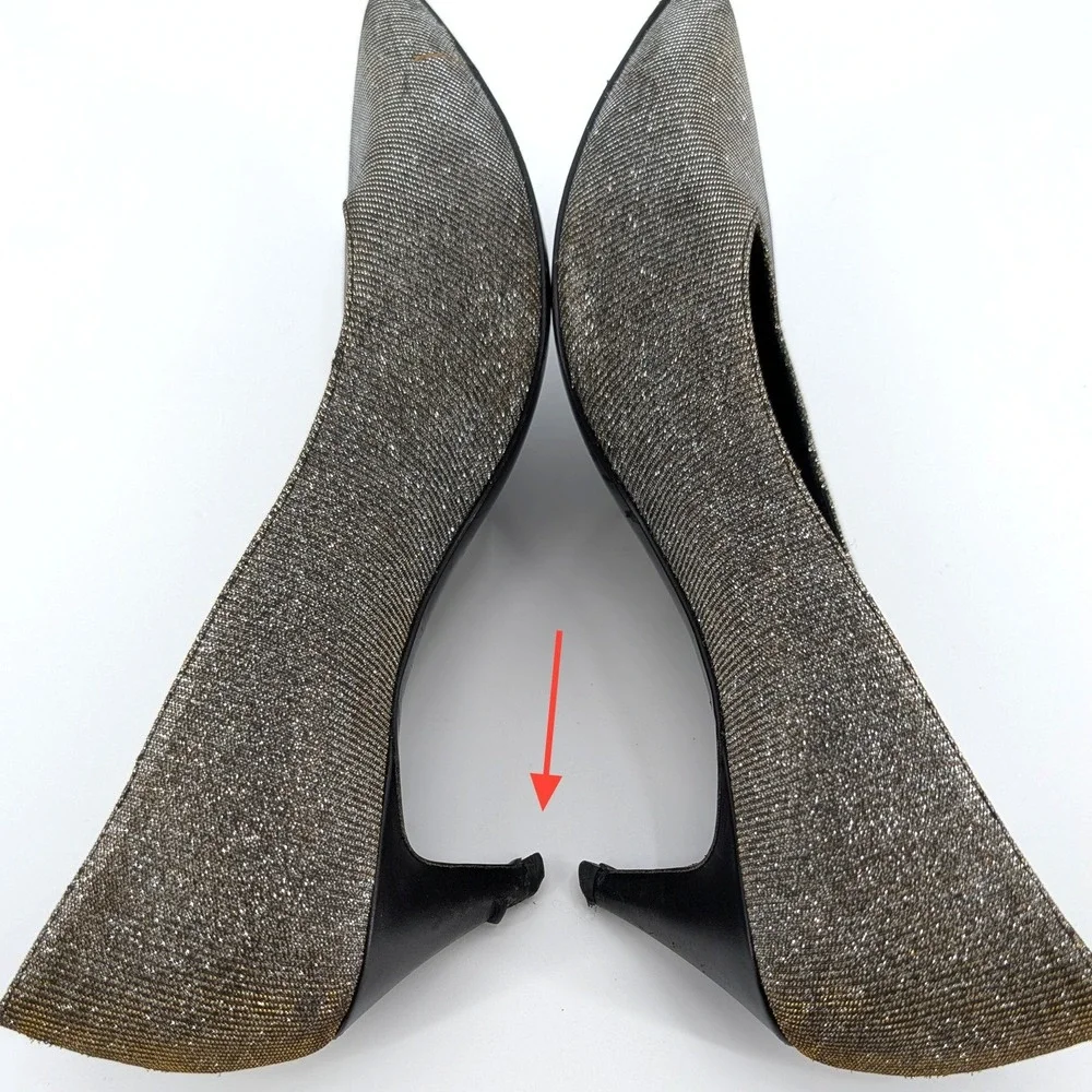 Saint Laurent Metallic Galaxy Glitter Pointed Toe Kitten Heel Charlotte 55  38 - Picture 8 of 8